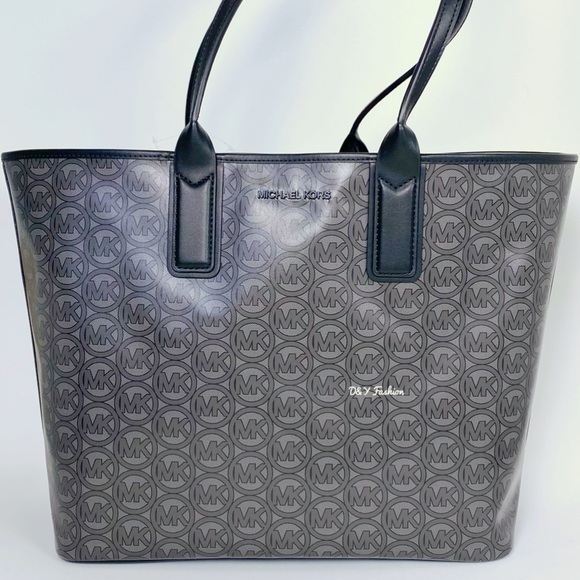 Michael Kors Handbag Jodie Large Logo Jacquard Tote Carryall Shoulder Bag Black